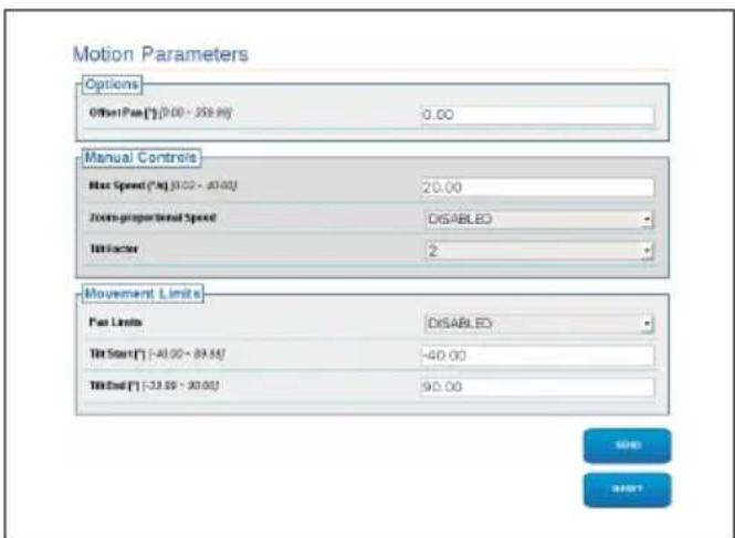 Videotec Ulisse Radical - Motion Parameters Page - 1