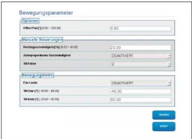 Videotec Ulisse Radical - Bewegungssparameter Seite - 1