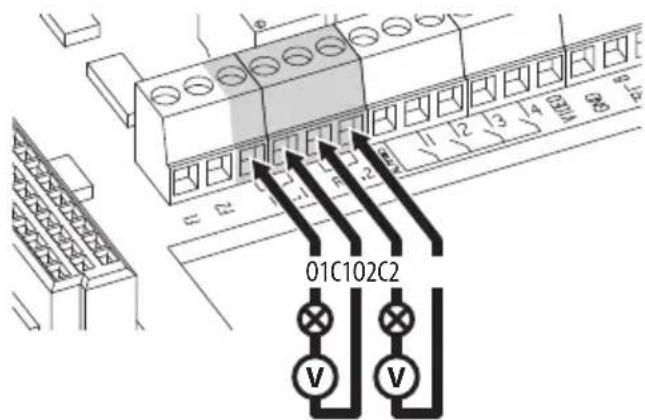 Videotec Ulisse Radical - Collegamento degli ingressi di allarme, dell'interruttore crepuscolare e dei relè - 3
