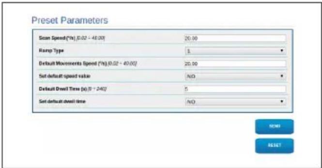 Videotec Ulisse Radical - Preset Parameters page - 1
