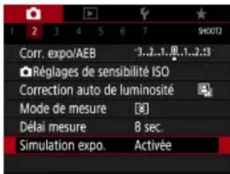 CANON PowerShot SX70 HS - Configuration de la simulation d'exposition - 1