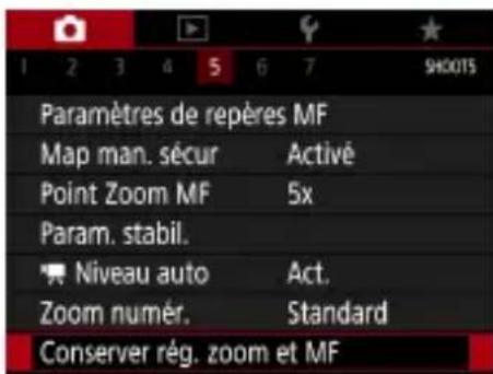 CANON PowerShot SX70 HS - Conservation des positions de zoom ou de mise au point manuelle - 1