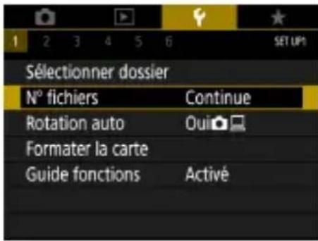 CANON PowerShot SX70 HS - Modification de la numérotation des fichiers - 1