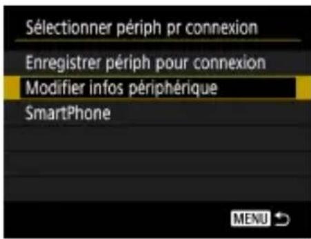 CANON PowerShot SX70 HS - Modification ou suppression des réglages de connexion - 3