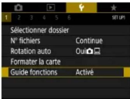 CANON PowerShot SX70 HS - Configuration du guide des fonctions - 1