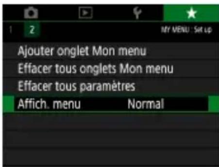 CANON PowerShot SX70 HS - Personnalisation de l'affichage de Mon menu - 1