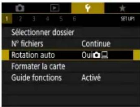 CANON PowerShot SX70 HS - Configuration de la rotation automatique des images verticales - 1