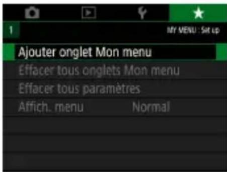 CANON PowerShot SX70 HS - Sauvegarde des éléments du menu de prise de vue réseaument utilisés (Mon menu) - 1