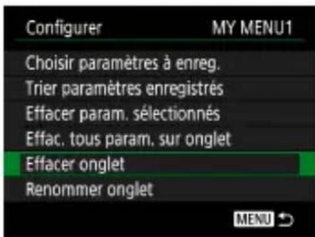 CANON PowerShot SX70 HS - Suppression d'un onglet Mon menu - 1