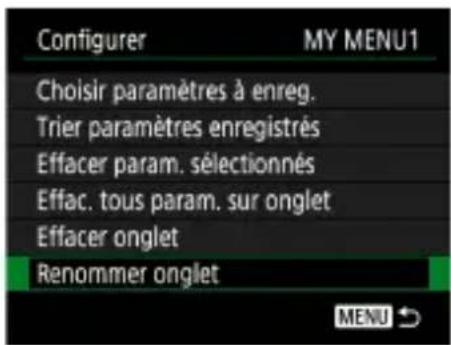 CANON PowerShot SX70 HS - Renommage des onglets Mon menu - 1