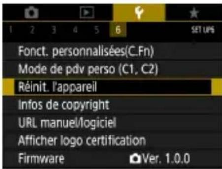CANON PowerShot SX70 HS - Rétablissement des réglages par défaut de l'ordinateil photo - 1