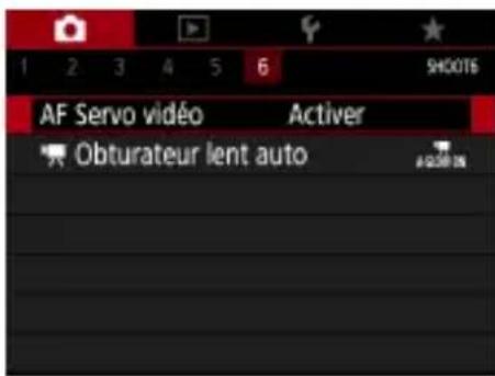 CANON PowerShot SX70 HS - Configuration d'AF Servo video - 2
