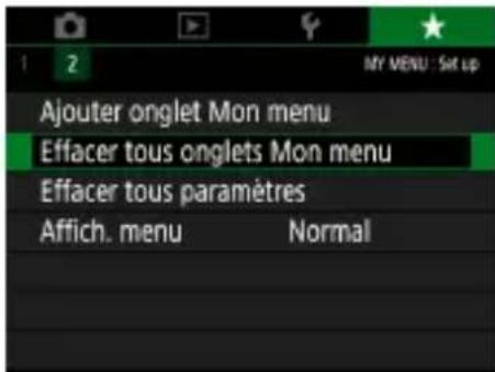 CANON PowerShot SX70 HS - Suppression de tous les onglet Mon menu - 1