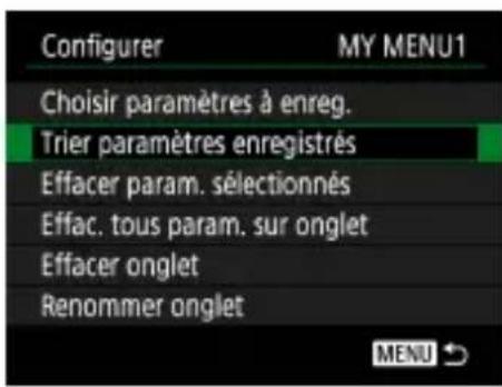 CANON PowerShot SX70 HS - Sauvegarde des éléments du menu de prise de vue réseaument utilisés (Mon menu) - 4