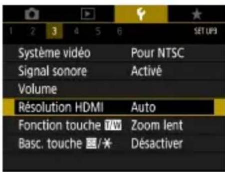 CANON PowerShot SX70 HS - Réglage de la résolution de la sortie HDMI - 1