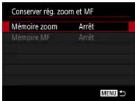 CANON PowerShot SX70 HS - Conservation des positions de zoom ou de mise au point manuelle - 2