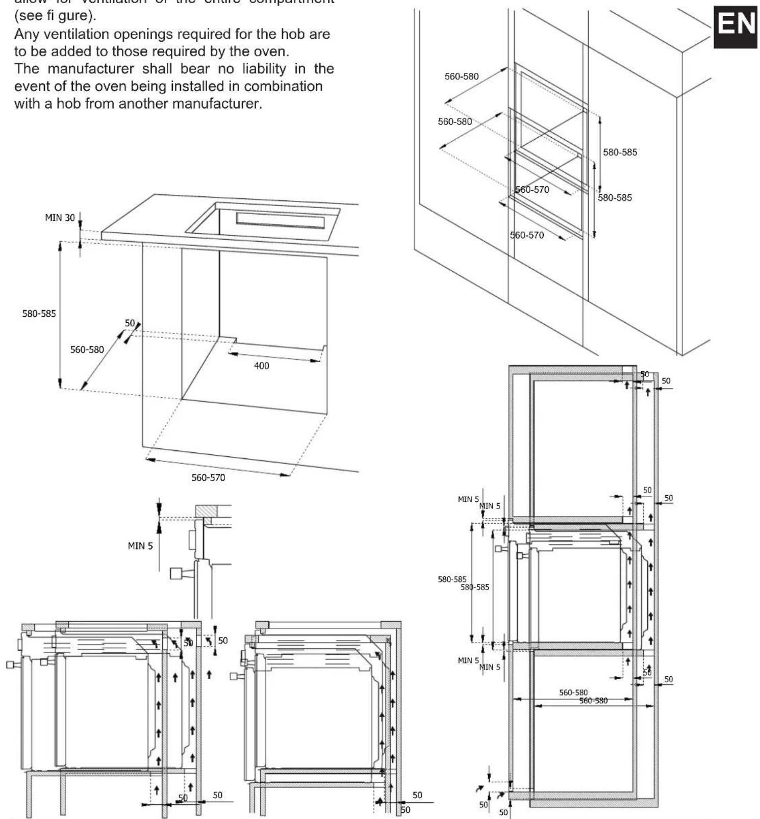 LA GERMANIA F605LAGEKX - INSTALLING THE OVEN IN A TALL APPLIANCE HOUSING - 1