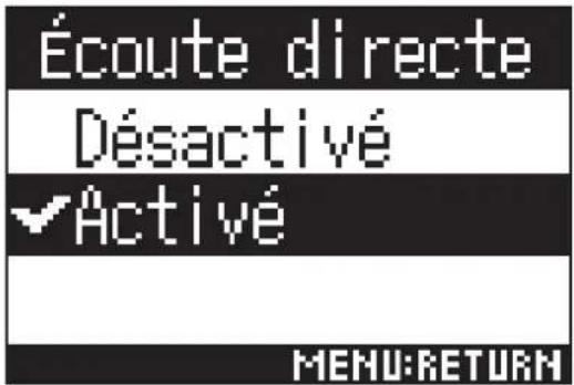 ZOOM H3VR - Activation de l'écoute directe - 3
