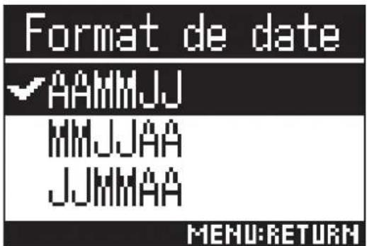 ZOOM H3VR - Réglage du format de date - 2