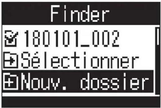 ZOOM H3VR - Avec ⏻ et ⏻, sélectionnez « Nouv. dossier » (nouveau dossier), et pressez ⏻/». - 1