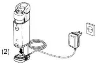 OMRON MicroAIR U100 - Raccordement de l'adaptateur secteur à l'unité principale - 1