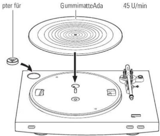AUDIO TECHNICA ATLP3 - Legen Sie die Gummimatte auf den Plattenteller. - 1