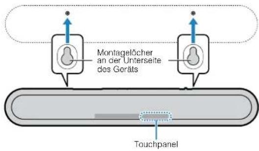 YAMAHA YAS108 - Bringen Sie die Montageschablone (mitgeliefert) an einer Wand an, und markieren Sie die Schraubenlocher. - 4