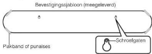 YAMAHA YAS108 - Bevestig het bevestigingssjabloon (meegeleverd) op de gewenste plek aan de wand en teken de schroefgaten af. - 1