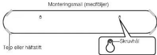 YAMAHA YAS108 - Fäst monteringsmallen (medfoljer) på vöggen och mark ut skruvhålen. - 1