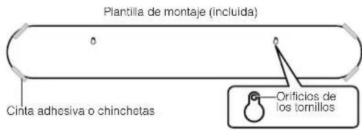 YAMAHA YAS108 - Coloque la plantilla de montaje (incluida) sobre una pared y marque los orificios de los tornillos. - 1