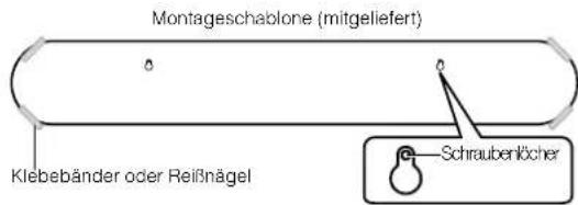YAMAHA YAS108 - Bringen Sie die Montageschablone (mitgeliefert) an einer Wand an, und markieren Sie die Schraubenlocher. - 1