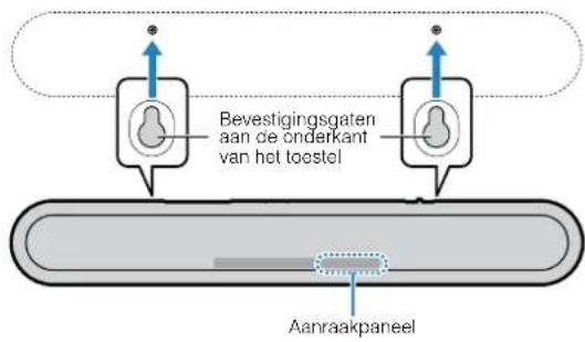YAMAHA YAS108 - Bevestig het bevestigingssjabloon (meegeleverd) op de gewenste plek aan de wand en teken de schroefgaten af. - 4