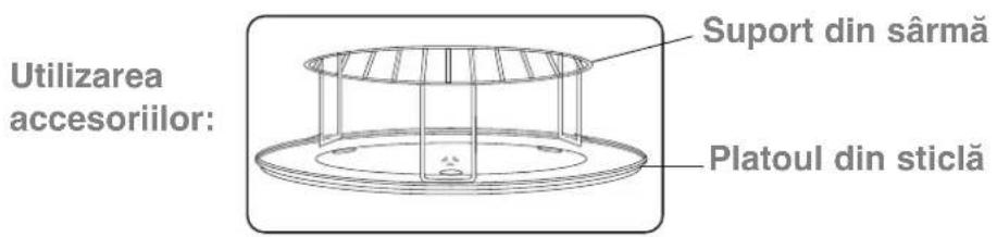 Utilizarea accesorilor: Suport din sărmă Platoul din sticlă