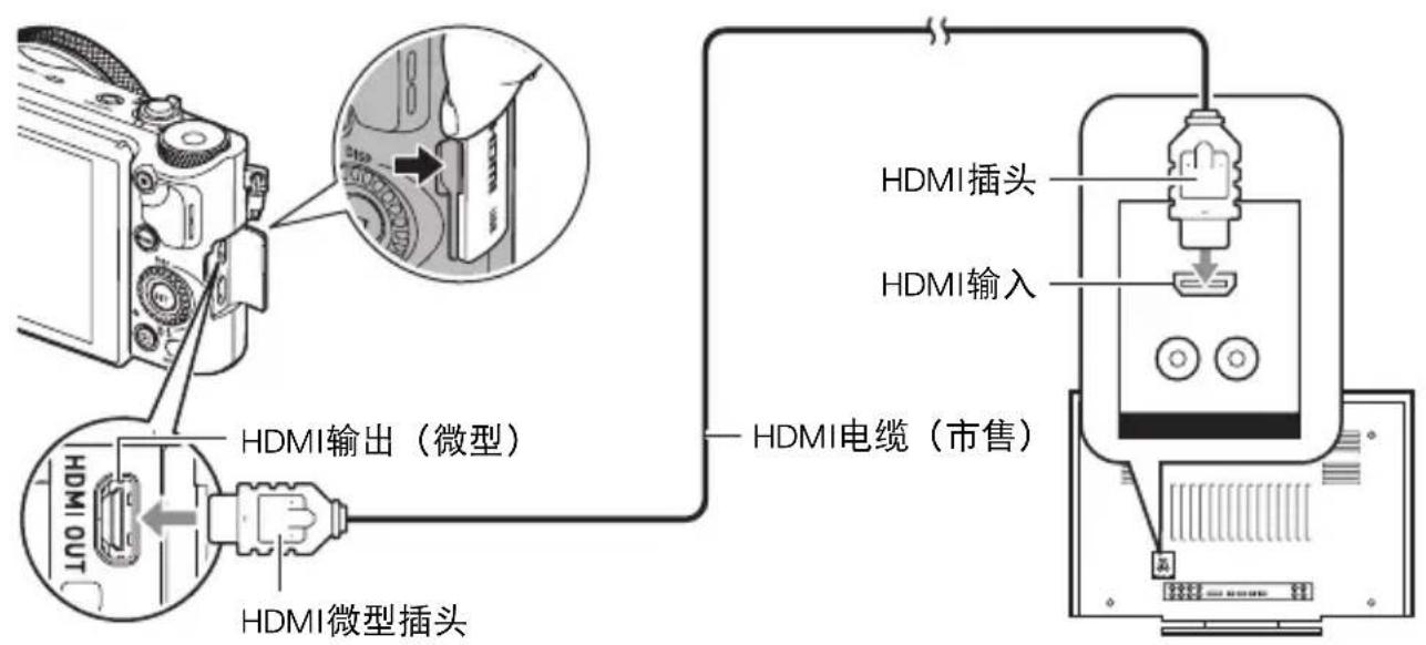 CASIO Exilim EX10 - 关闭相机电源，用市售的HDMI电缆将相机连接到电视机。 - 1