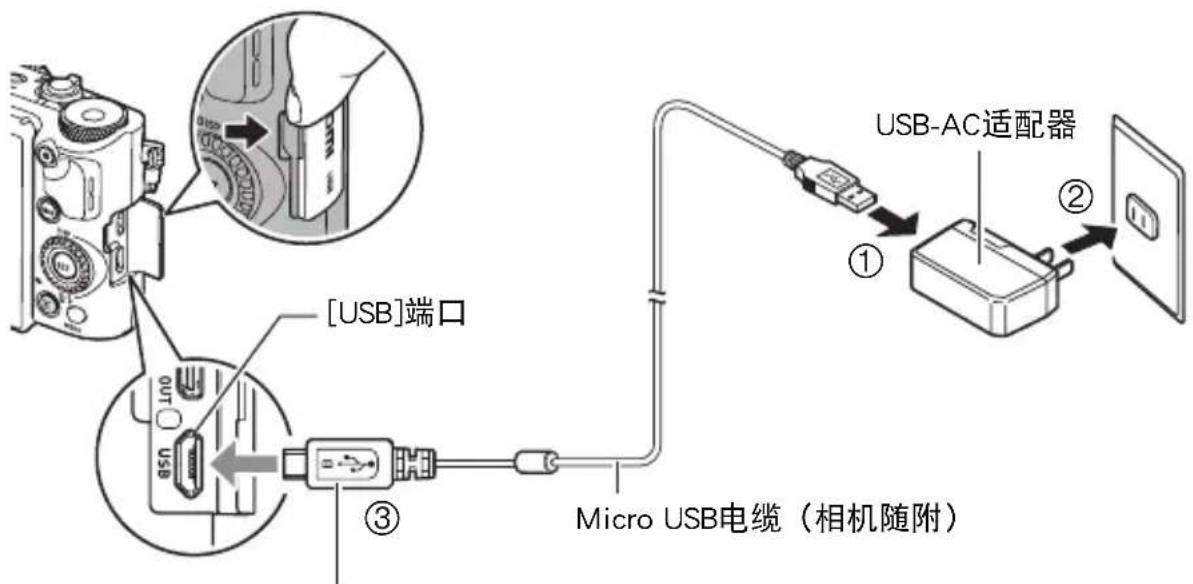 CASIO Exilim EX10 - 使用USB-AC适配器充电 - 1