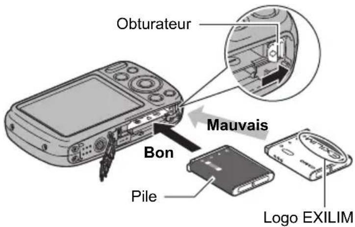 CASIO Exilim EXN50 - Insérez la batterie. - 1