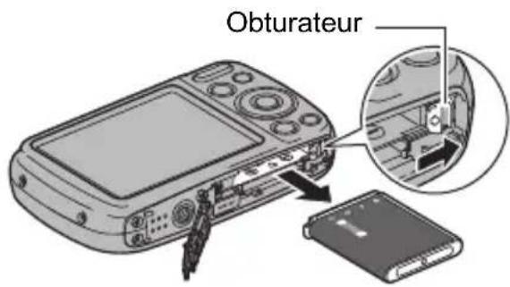 CASIO Exilim EXN50 - Ouvrez le couvercle de batterie et retirez la batterie actuelle. - 1