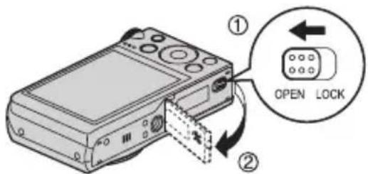 CASIO Exilim EXZR500 - 打开电池盖。 - 1