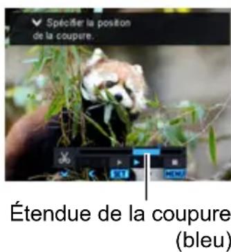 CASIO Exilim EXZR750 - Pour selectionner l'image (point) à partir de laquelle ou jusqu'à vous poulez couper la série (le point de coupure), procédez de la façon suivante. - 1