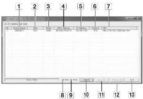 Hanwha QND8011 - BOUTONS UTILISÉS SOUS IP INSTALLER - 1