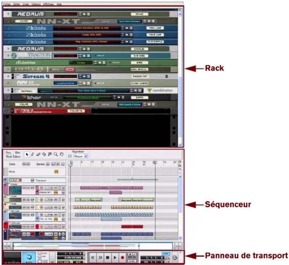 PROPELLERHEAD Reason 5.0 - Aperçu de la fenêtre du morceau - 1