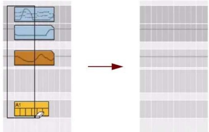 PROPELLERHEAD Reason 5.0 - Suppression de clips à l'aide de l'outil Gomme - 2
