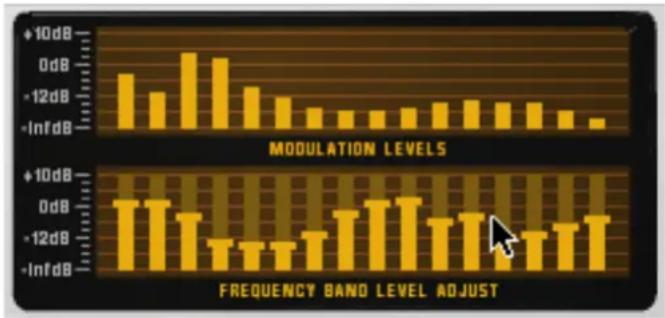 PROPELLERHEAD Reason 5.0 - Vous pouvez également ajuster le son du vocodeur en cliquant et déplaçant les barres dans l'affichage inférieur. - 1
