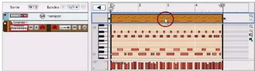 PROPELLERHEAD Reason 5.0 - Cliquez sur la vue generale du clip pour activer la fonction « Extraire des notes vers des bandes » - 1