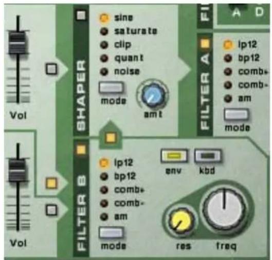 PROPELLERHEAD Reason 5.0 - L'un des oscillateurs ou les deux vers les deux filtres en série - 1