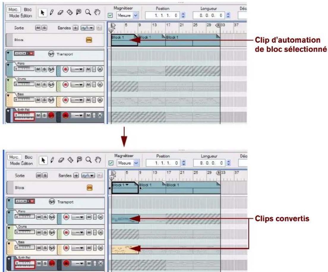 PROPELLERHEAD Reason 5.0 - Conversion de simples clips d'automation de blocs en clips en mode Morceau - 1