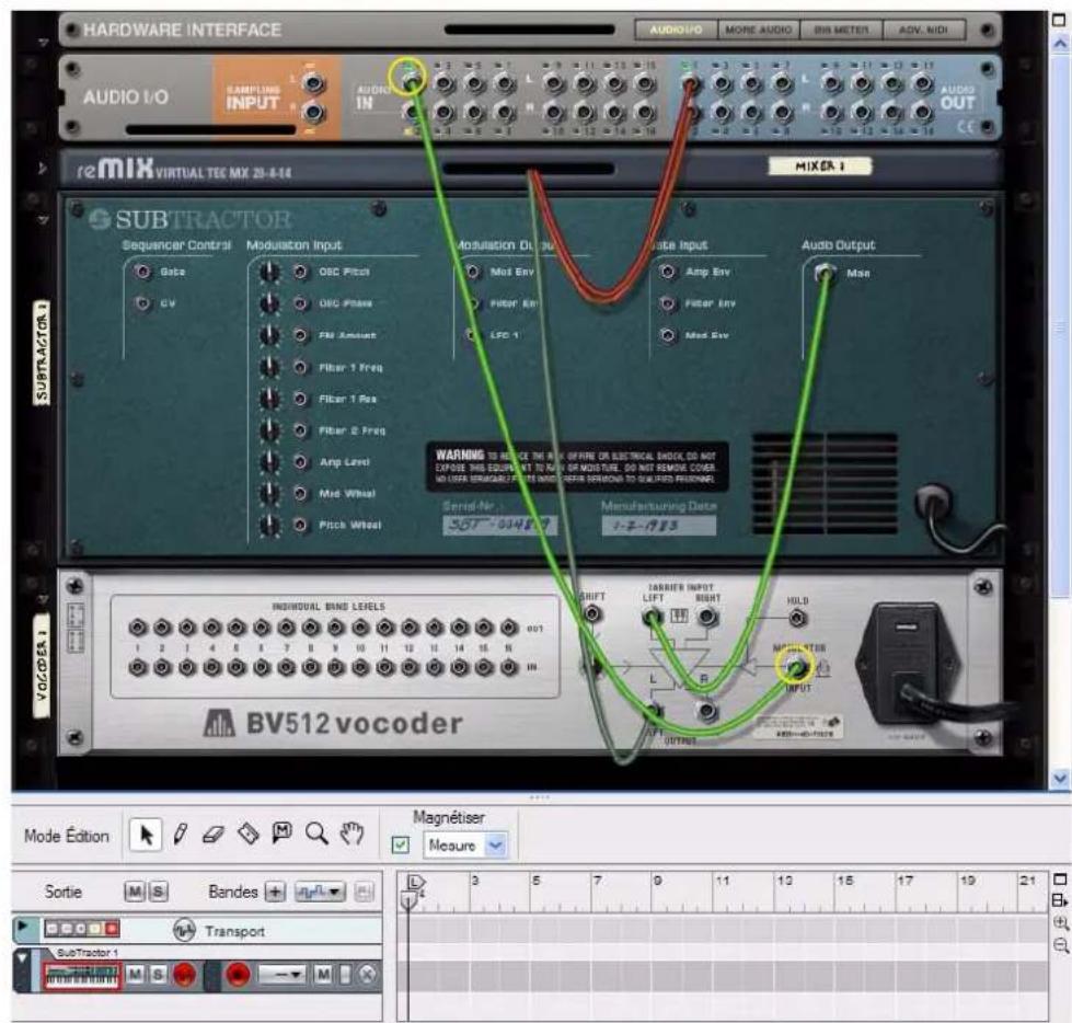 PROPELLERHEAD Reason 5.0 - Sélectionnez le module porteur (Subtractor) et créez un vocodeur BV512. - 2