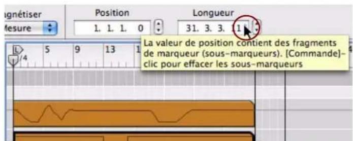 PROPELLERHEAD Reason 5.0 - À propos des sous-marqueurs dans les affichages Position et Longueur - 1