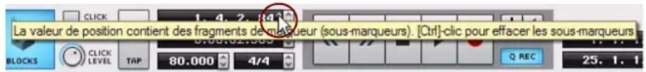 PROPELLERHEAD Reason 5.0 - À propos des sous-marqueurs dans l'affichage Position du morceau - 1