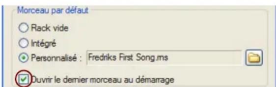 PROPELLERHEAD Reason 5.0 - Ouvrir le dernier morceau au démarrage du programme - 1